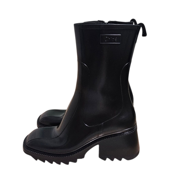 Chloé Betty Black Rubber Rain Boots – Size 41 - Picture 2 of 13